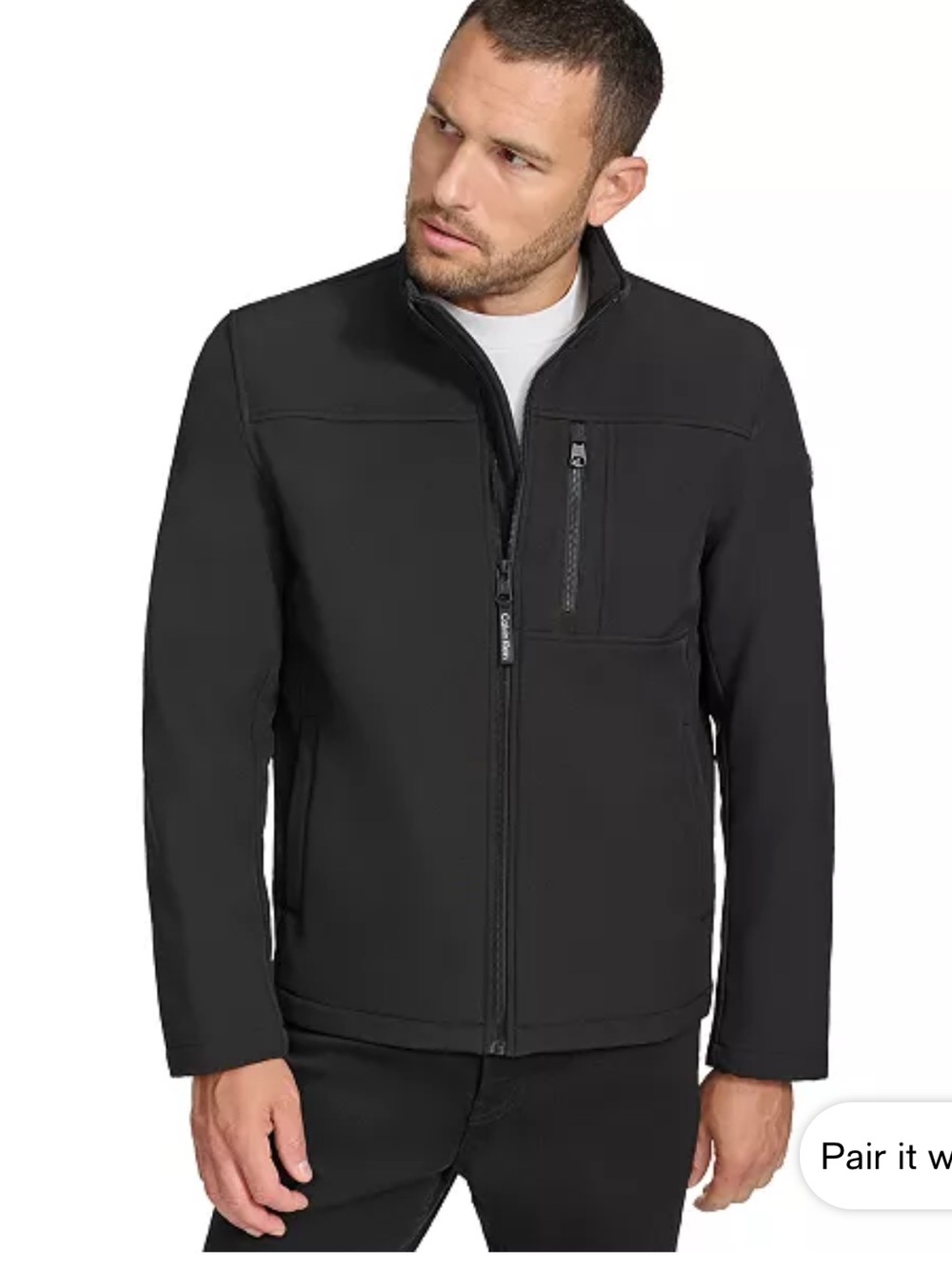Calvin Klein Black Softshell Performance Jacket - Picture 2 of 15